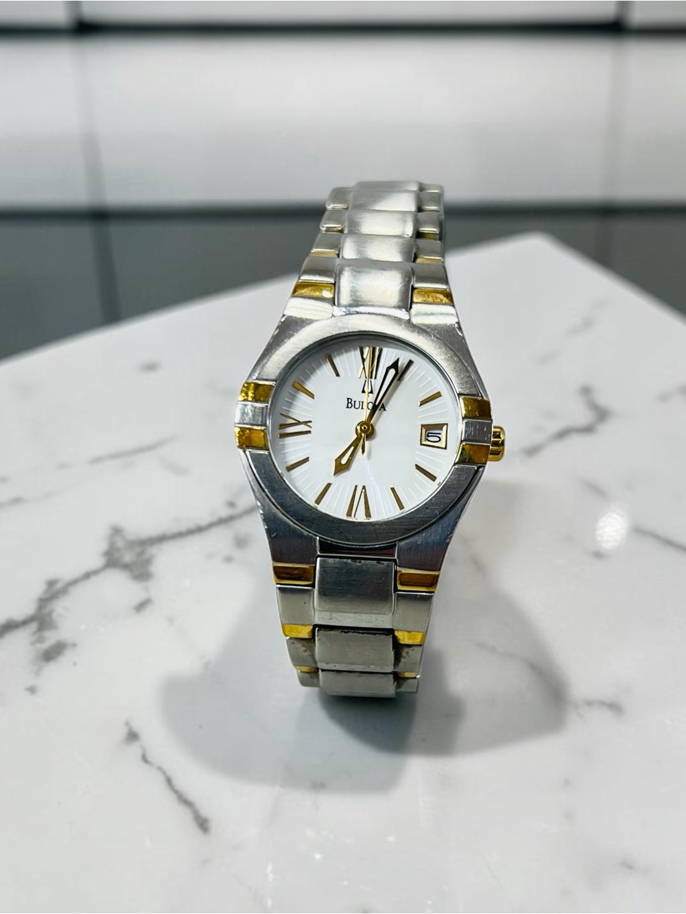 Bulova White 2-Tone Stainless Steel Women's Watch 98U28 6in.